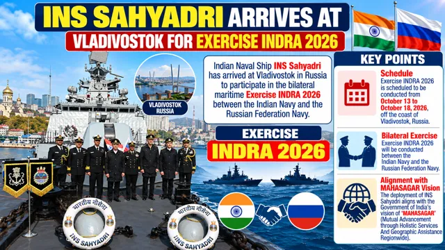 INS Sahyadri arrives in Vladivostok for INDRA-2026 naval exercise with Russia