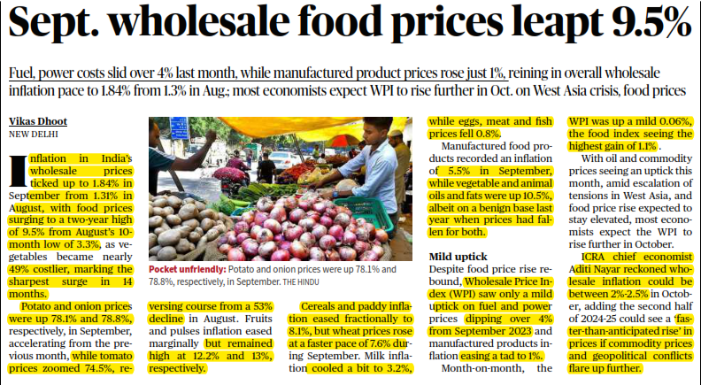 Sept. wholesale food prices leapt 9.5%