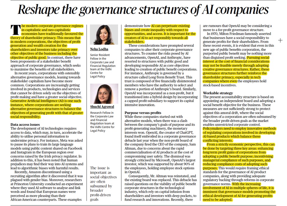 Reshape the governance structures of AI companies