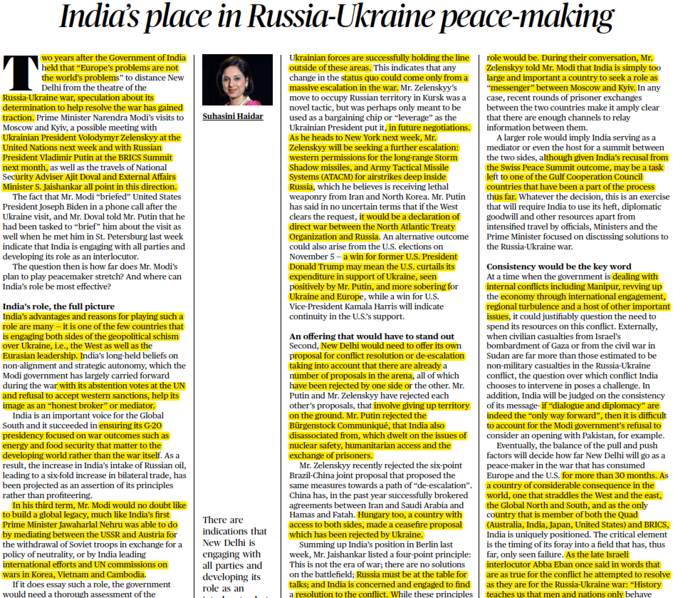 India’s place in Russia-Ukraine peace-making