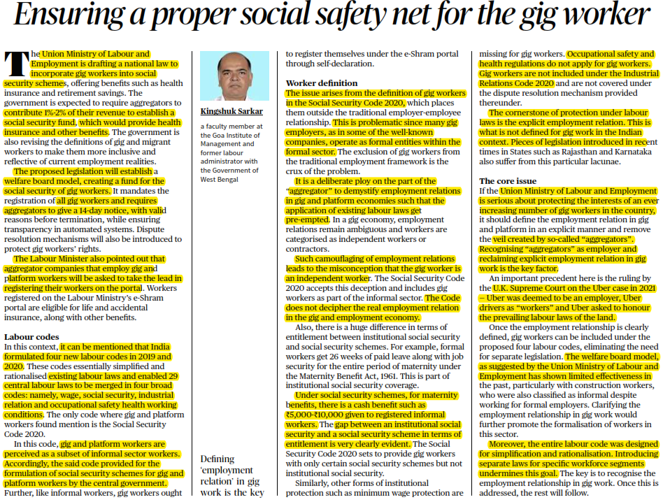 Ensuring a proper social safety net for the gig worker