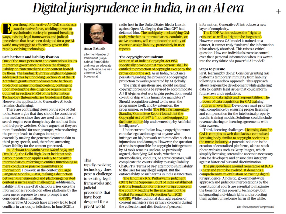 Digital jurisprudence in India, in an AI era