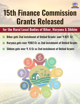 Fifteenth Finance Commission Grants Released for Rural Local Bodies in Bihar, Haryana, and Sikkim