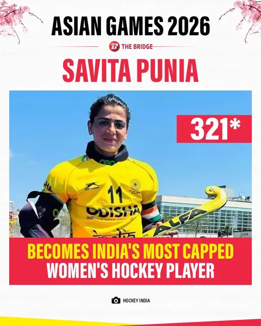 Savita Punia Becomes Most Capped Indian Women's Hockey Player with 321 Matches