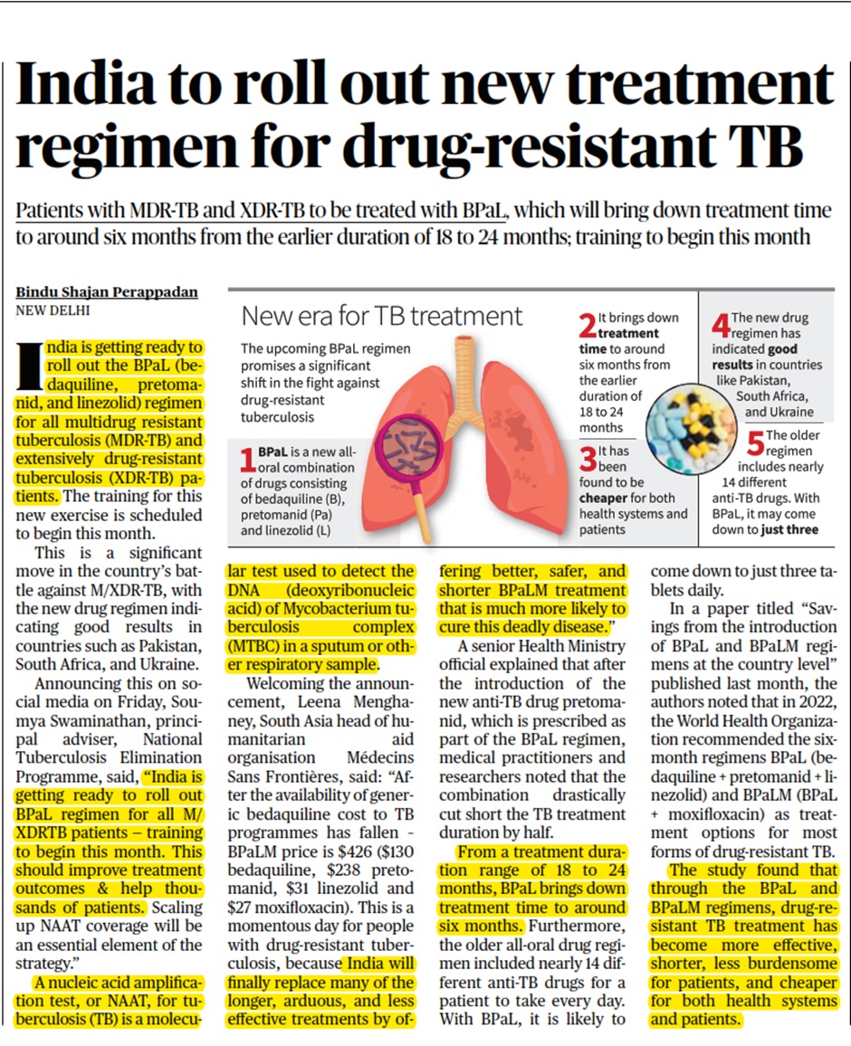 India to roll out new treatment regimen for drug-resistant TB