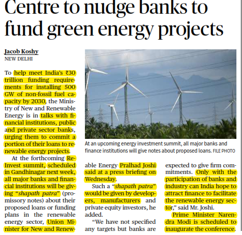 Centre to nudge banks to fund green energy projects