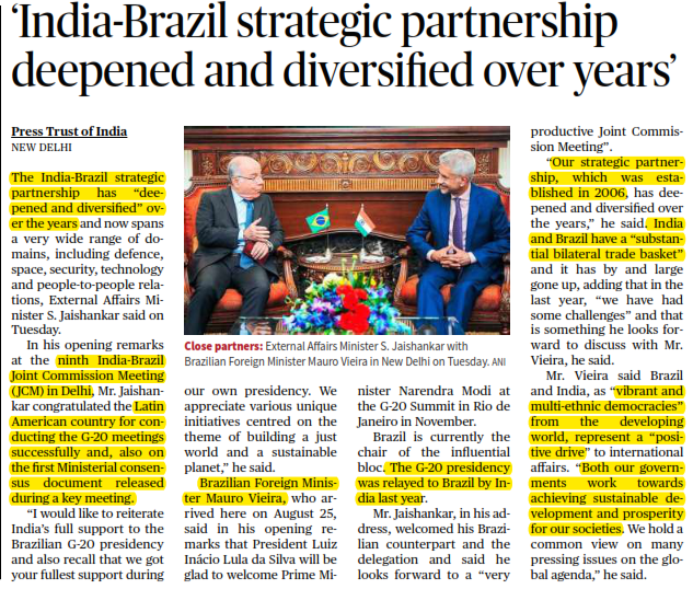 India-Brazil strategic partnership deepened and diversified over years