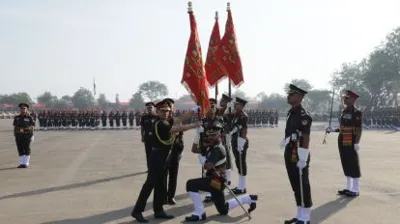 Army Chief General Upendra Dwivedi Presents President's Colours to Mechanised Infantry Battalions