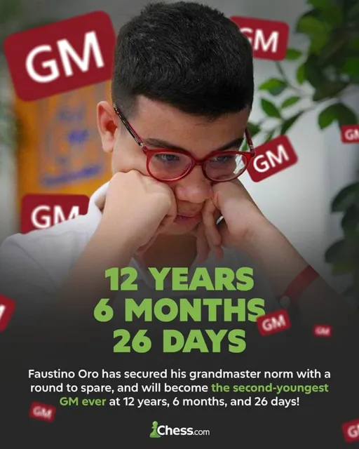 Faustino Oro Becomes Second Youngest Chess Grandmaster in History