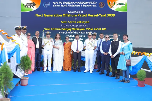 Indian Navy Launches NGOPV 'Sanghmitra' at GRSE Kolkata