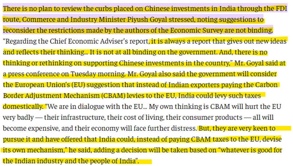 No plans to review curbs on Chinese FDI: Goyal
