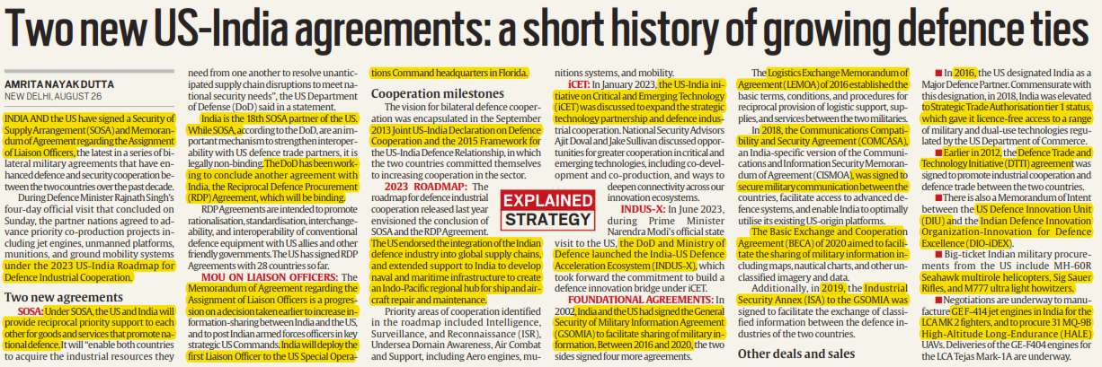 Two new US-India agreements: a short history of growing defence ties