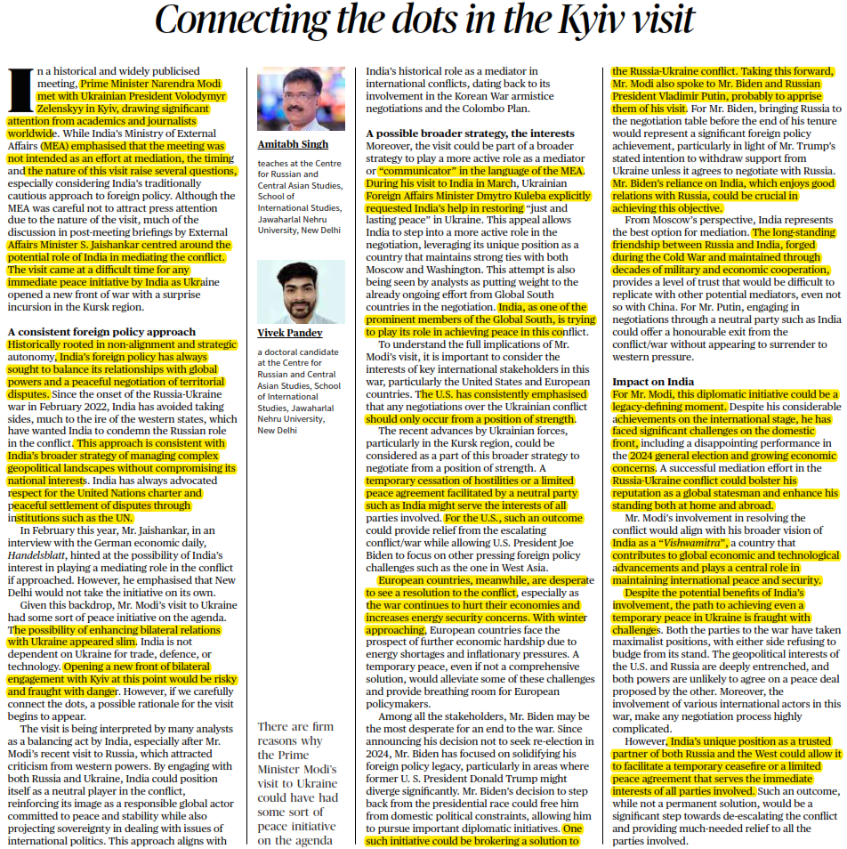 Connecting the dots in the Kyiv visit