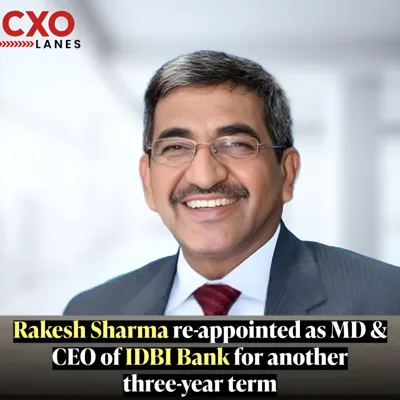 Rakesh Sharma Reappointed as MD & CEO of IDBI Bank for Three-Year Term
