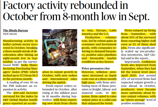 Factory activity rebounded in October from 8-month low in Sept