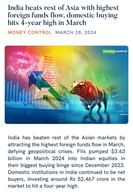 Massive Foreign and Domestic Institutional Investments in Indian Equities in March 2024