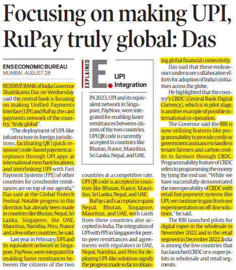 Focusing on making UPI, RuPay truly global: Das