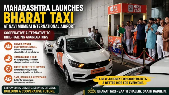 Maharashtra Launches Bharat Taxi Cooperative Service at Navi Mumbai Airport