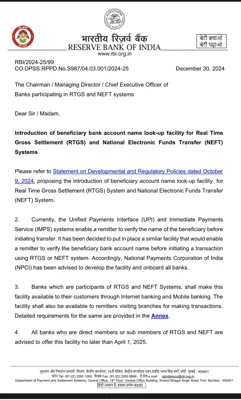 RBI Introduces Name Lookup Facility for RTGS and NEFT to Enhance Security