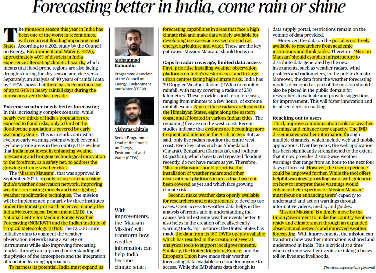 Forecasting better in India, come rain or shine