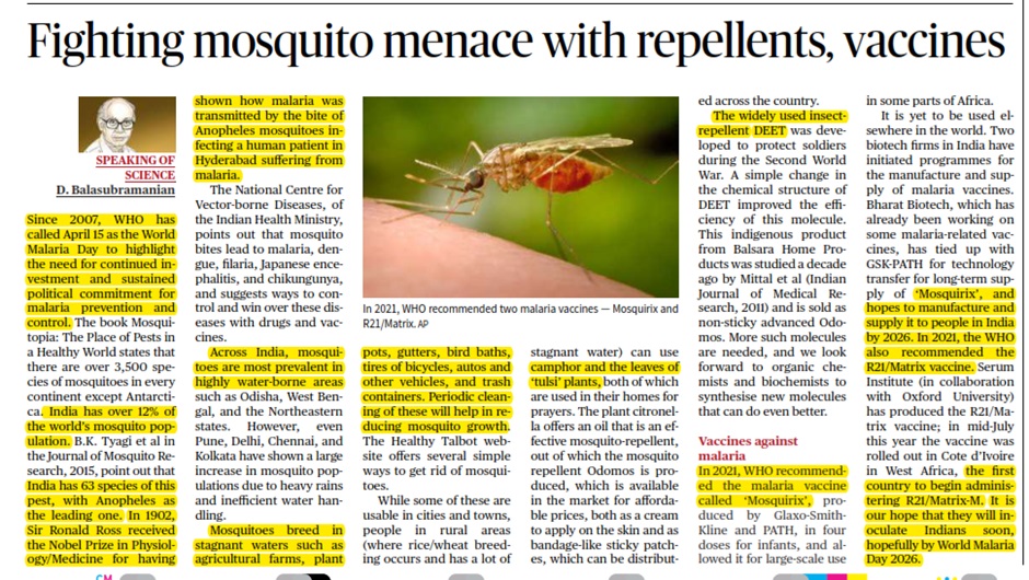 Fighting mosquito menace with repellents, vaccines