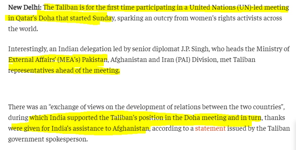 Taliban attends UN meeting for the first time in Doha, meets top Indian govt official