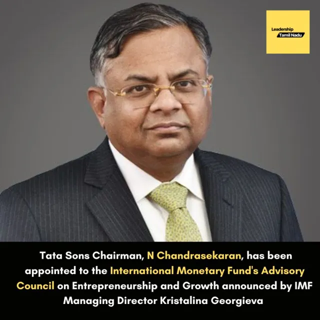 N Chandrasekaran Appointed to IMF Advisory Council on Entrepreneurship and Growth