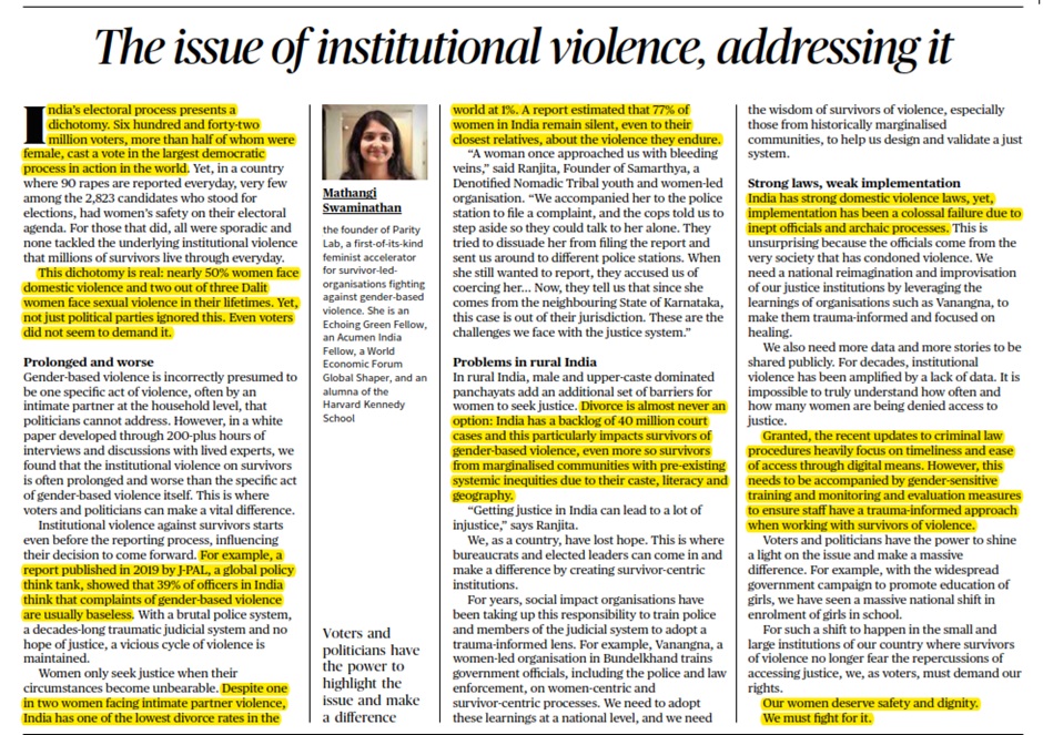 The issue of institutional violence, addressing it
