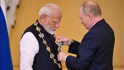 PM Narendra Modi Receives Russia's Highest Civilian Honor: Order of St Andrew the Apostle the First-Called