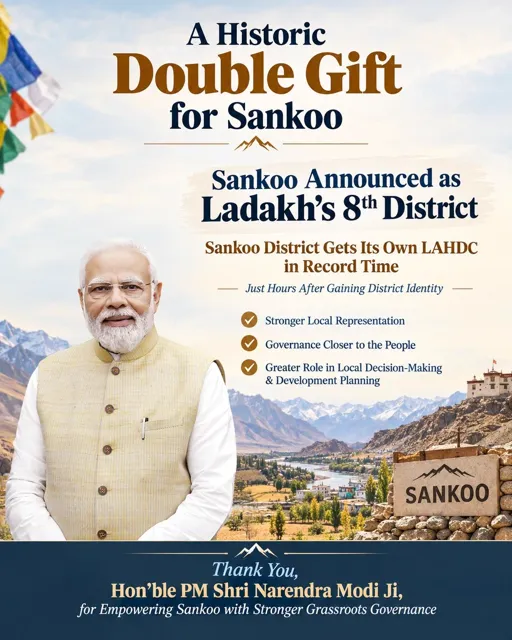 Sankoo Declared as Ladakh's Eighth District