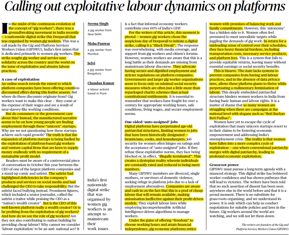 Calling out exploitative labour dynamics on platforms