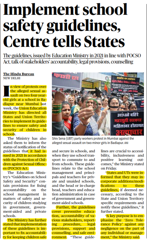 Implement school safety guidelines, Centre tells States