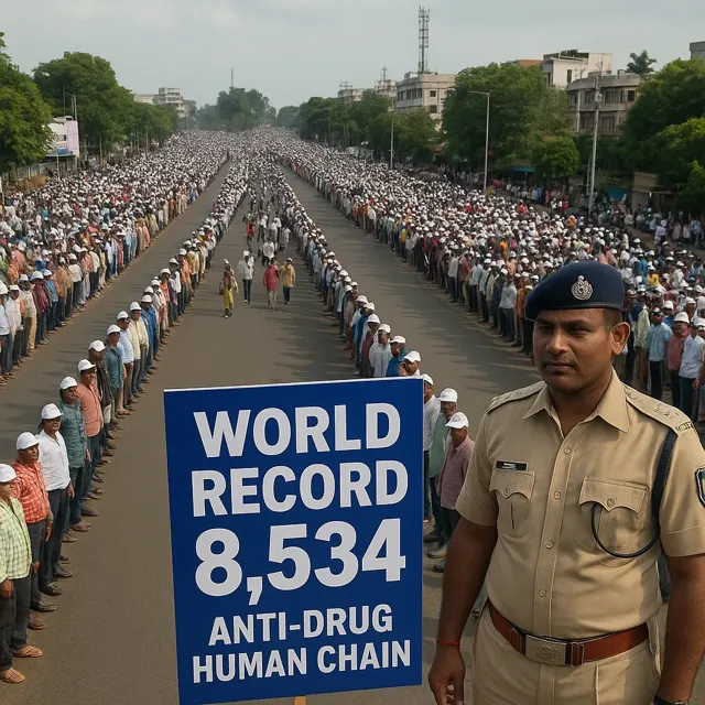 Indore Police Sets World Record with Anti-Drug Human Chain