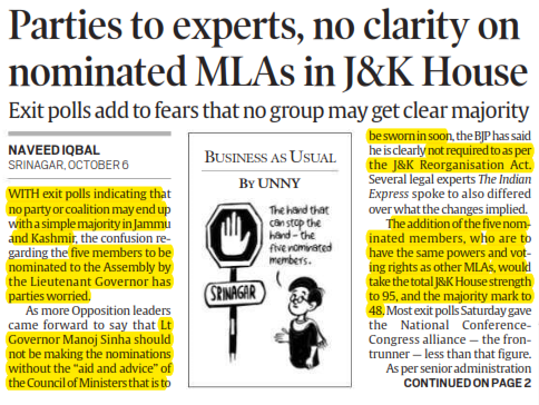Parties to experts, no clarity on nominated MLAs in J&K House