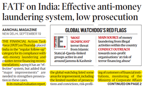 FATF on India: Effective anti-money laundering system, low prosecution