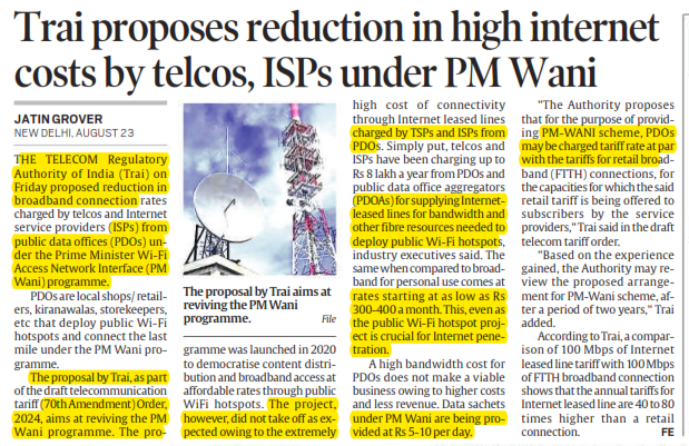 Trai proposes reduction in high internet costs by telcos, ISPs under PM Wani