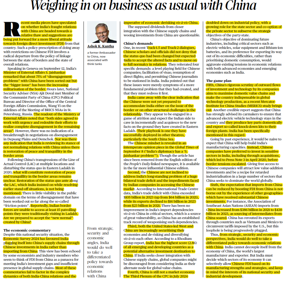 Weighing in on business as usual with China