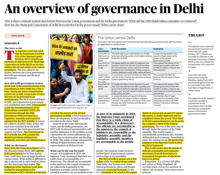 An overview of governance in Delhi