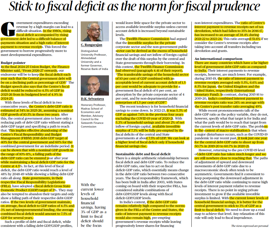 Stick to fiscal deficit as the norm for fiscal prudence