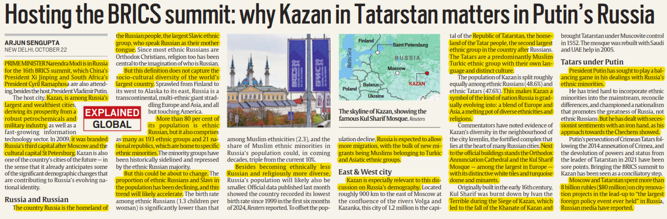 Hosting the BRICS summit: why Kazan in Tatarstan matters in Putin's Russia