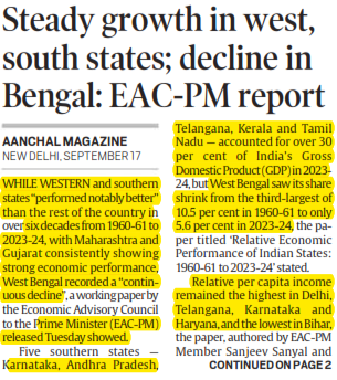 Steady growth in west, south states; decline in Bengal: EAC-PM report