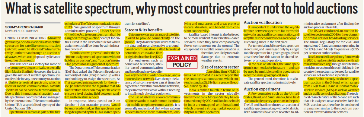 What is satellite spectrum, why most countries prefer not to hold auctions