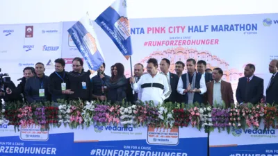 CM Bhajan Lal Sharma Flags Off Vedanta Pink City Half Marathon