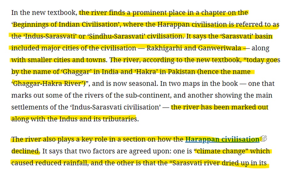 Harappan society is ‘Sindhu-Sarasvati civilisation’ in NCERT’s new Social Science textbook for Class 6