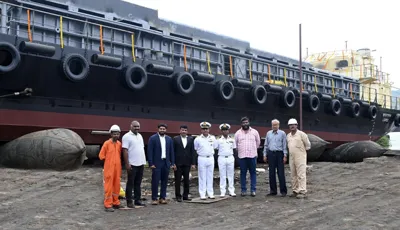 Launch of Missile Cum Ammunition Barge LSAM 13 (Yard 81) for Indian Navy