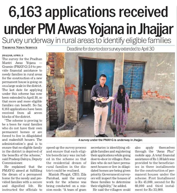 PM Awas Yojana Survey in Jhajjar: Ensuring Housing for All