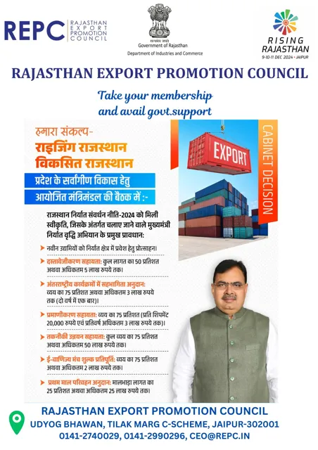 Rajasthan Export Promotion Policy – 2024