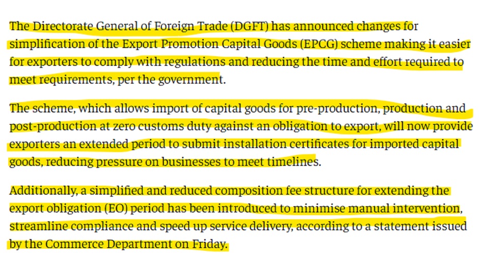 DGFT tweaks EPCG scheme to make compliance easier