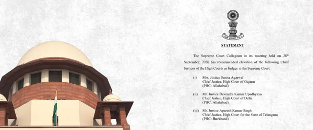 Three High Court Chief Justices Appointed as Supreme Court Judges