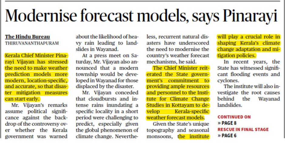 Modernize forecast models to enable disaster mitigation measures start early, says Pinarayi